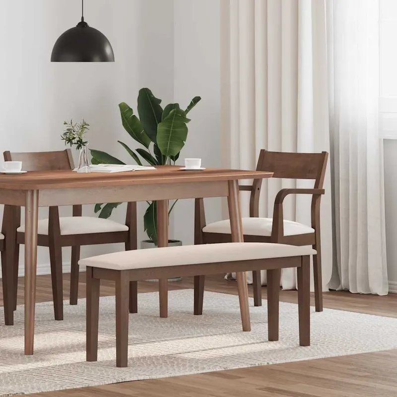 Bank 110 cm Braun Massivholz Gummibaum