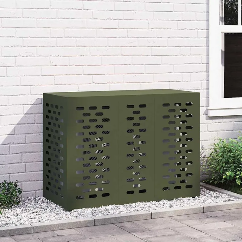 Klimaanlagenabdeckung Olivgrün 110 x 50 x 80 cm Stahl