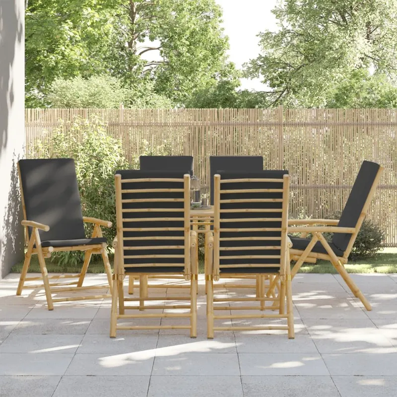 Gartenstühle 6 pcs Verstellbar Klappbar with cushions Bambus