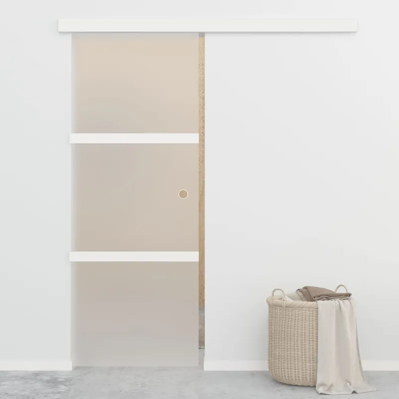Porte coulissante à butées Verre ESG et aluminium 76x205 cm