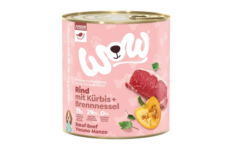 WOW Nassfutter Junior Rind, 800 g