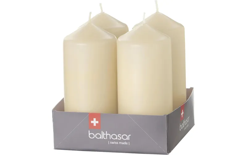 balthasar Zylinderkerze Ecru, 4 pieces