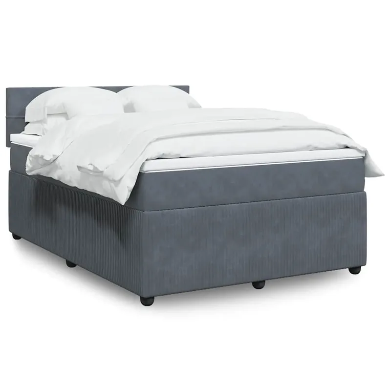 letto boxspring mit Matratze Dunkelgrau 160x200 cm Samt