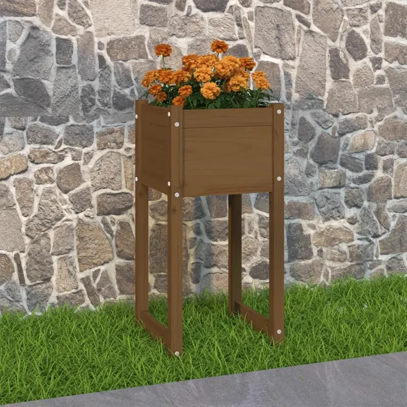 Jardinière Marron miel 40x40x81 cm Bois massif de pin