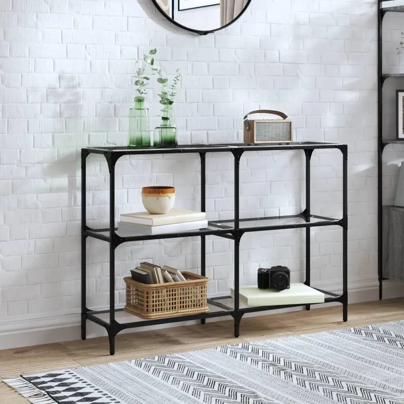 tavolo consolle mit Glasplatte trasparente 118,5x30x81 cm Stahl