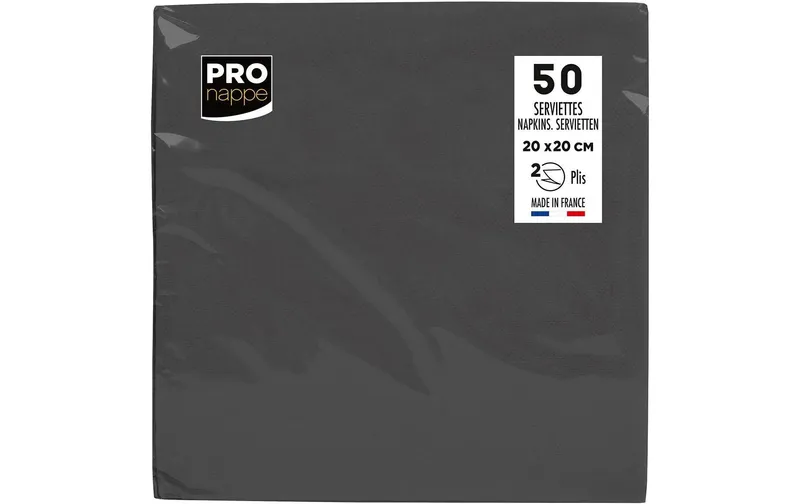 PRO nappe Papierservietten 20 cm x 20 cm, 50 pièces, noir