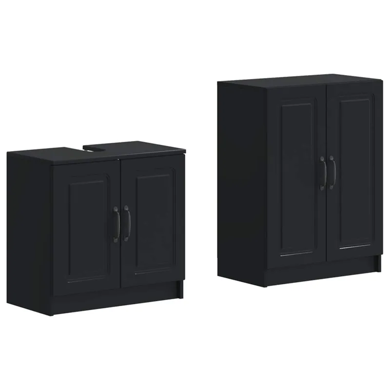 2-teiliges Badezimmer Schrank Set UTRECHT black engineered wood