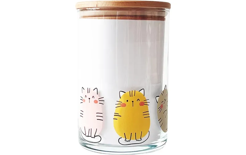 Wunderle Vorratsverre Katzen 880 ml, avec Holzdeckel