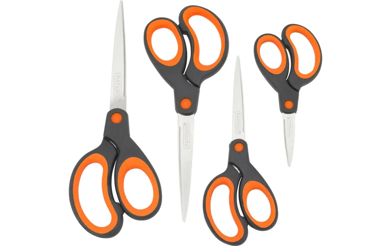 Rapesco Schere Soft Grip noir/Orange, 4 pièces, Edelstahl