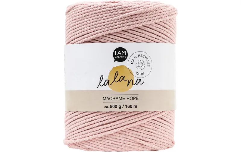 lalana Wolle Macrame rope 2 mm, 500g, Hellrosa
