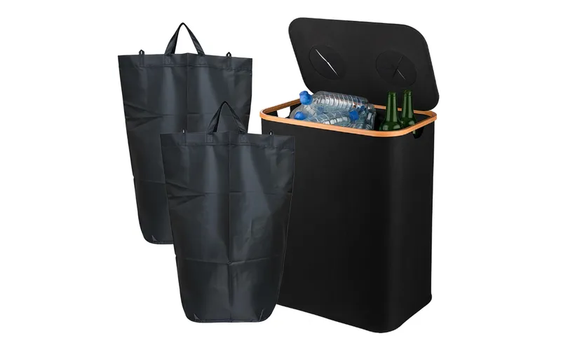 relaxdays Recyclingbehälter 170 L nero
