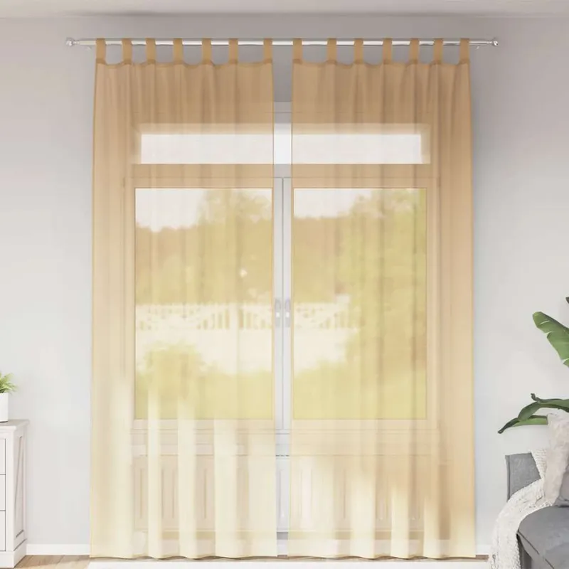 Voile Vorhänge mit Schlaufen 2 Stk. Sandfarbe 140x260 cm