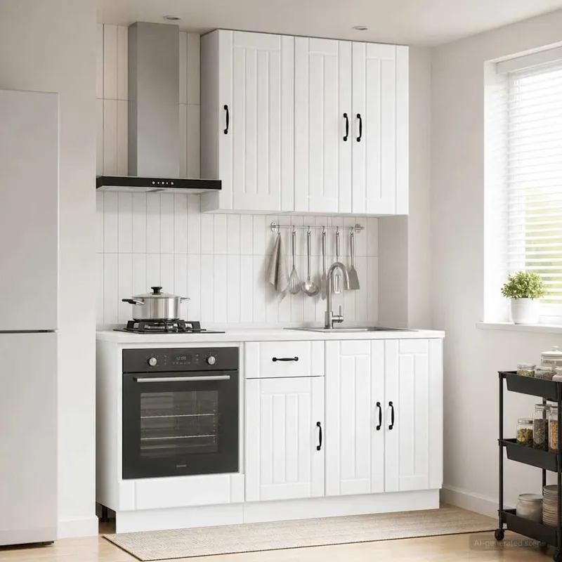 Unité de cuisine LUCCA 5 pc Blanc brillant Bois d'ingénierie