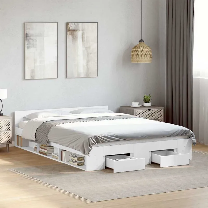 Bettgestell mit Schubladen bianco 120x190 cm derivato del legno