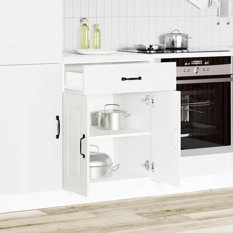 Armoire de cuisine Kalmar blanc bois d'ingénierie