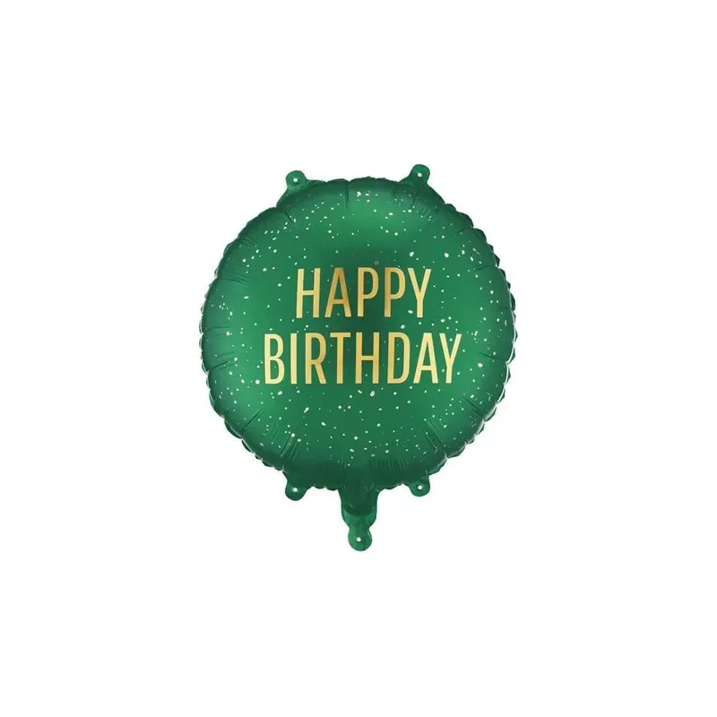 Partydeco Folienballon Happy Birthday 35 x 35 cm, Dunkelgrün