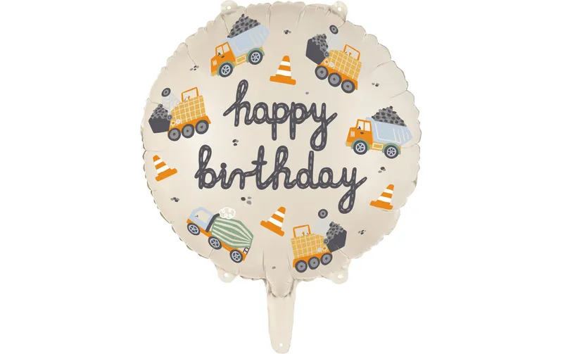 Partydeco Folienballon Baufahrzeuge 45 cm, Mehrfarbig