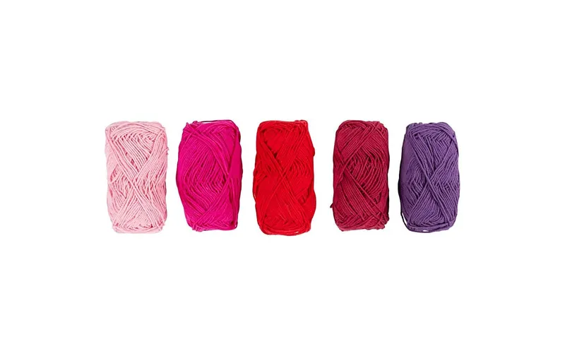 Creativ Company Baumwollgarn Nr. 8/4 5 x 50 Meter, Pinktöne, 5 x 20 g