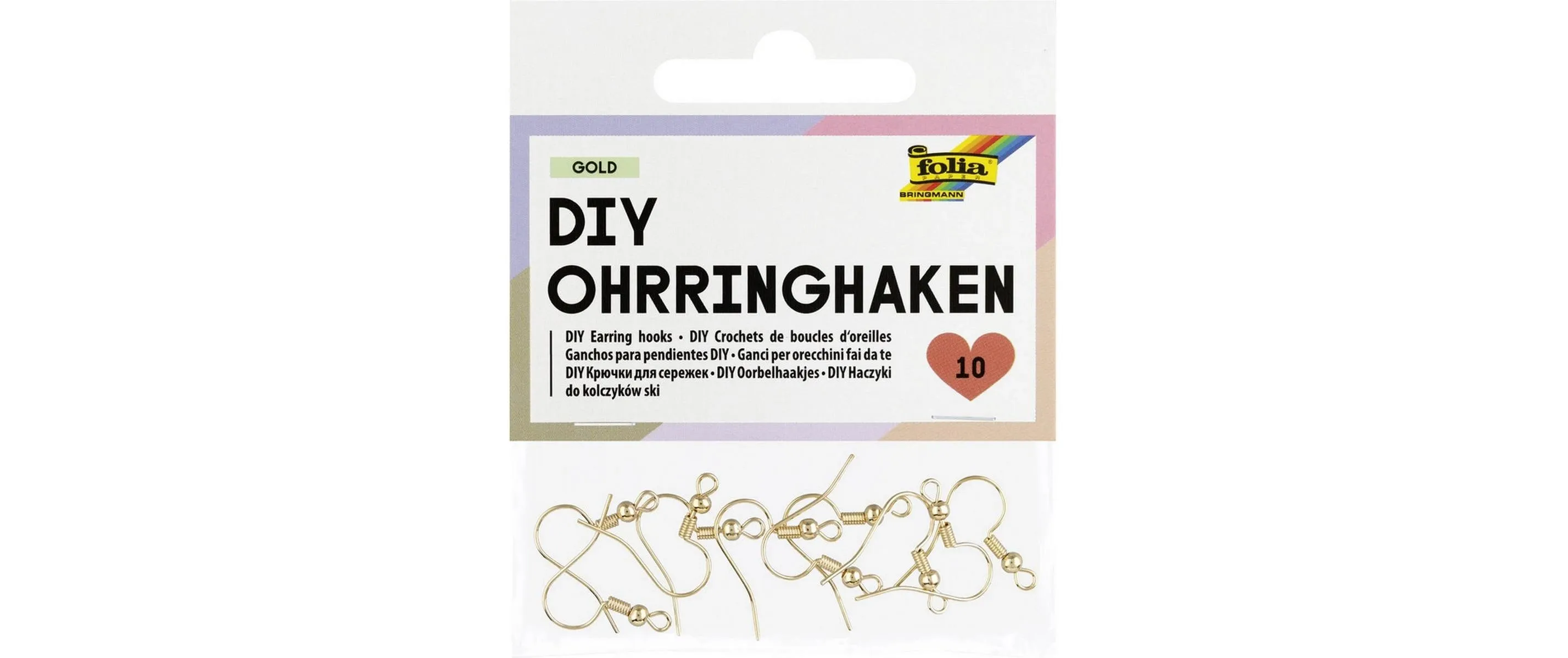 Folia DIY Ohrringhaken Goldfarben 18 x 20 mm, 10 Stück