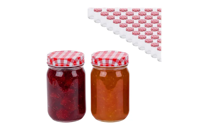 relaxdays Einmachglas mit Deckel rosso/bianco 400 ml, 50 pezzi