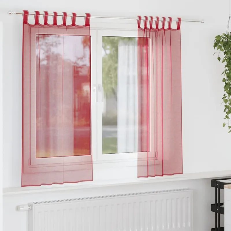 Voile Vorhänge with Schlaufen 2 pcs Weinrot 140x175 cm