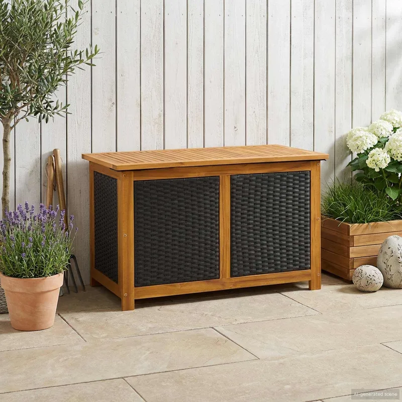 Gartenlagerbox 185 L legno massiccio acacia 90 x 50 x 56 cm nero