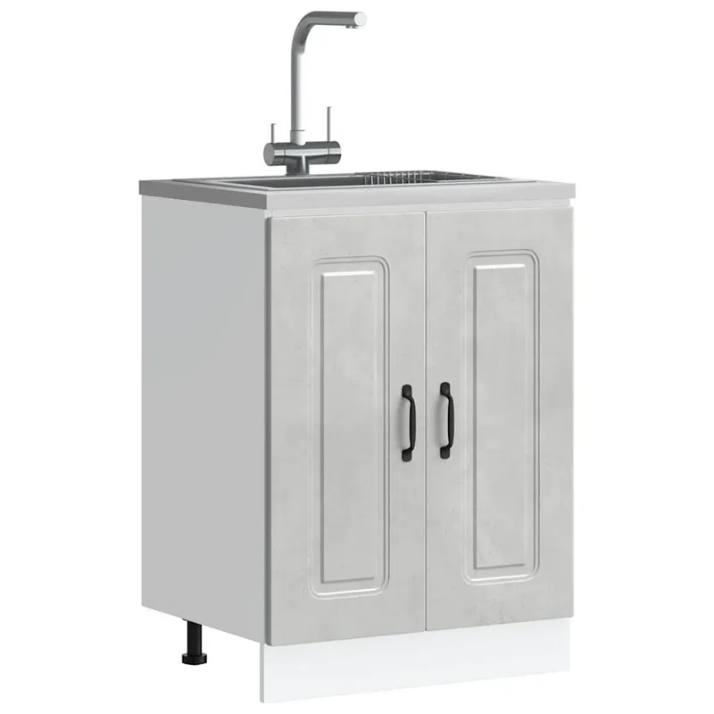 Meuble bas pour évier Kalmar gris béton bois d'ingénierie
