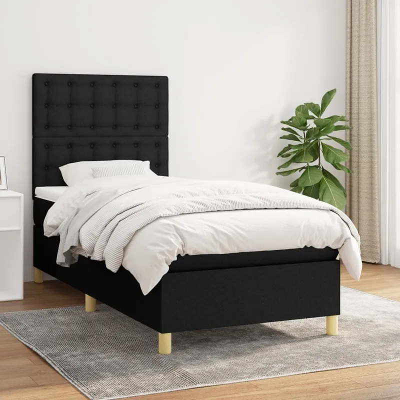 letto boxspring mit Matratze nero 90x200 cm tessuto