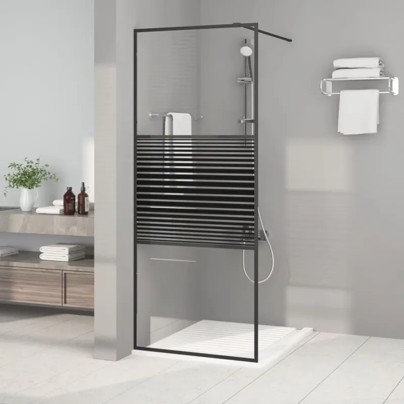 Duschwand per Begehbare Dusche nero 80x195 cm ESG-vetro Klar