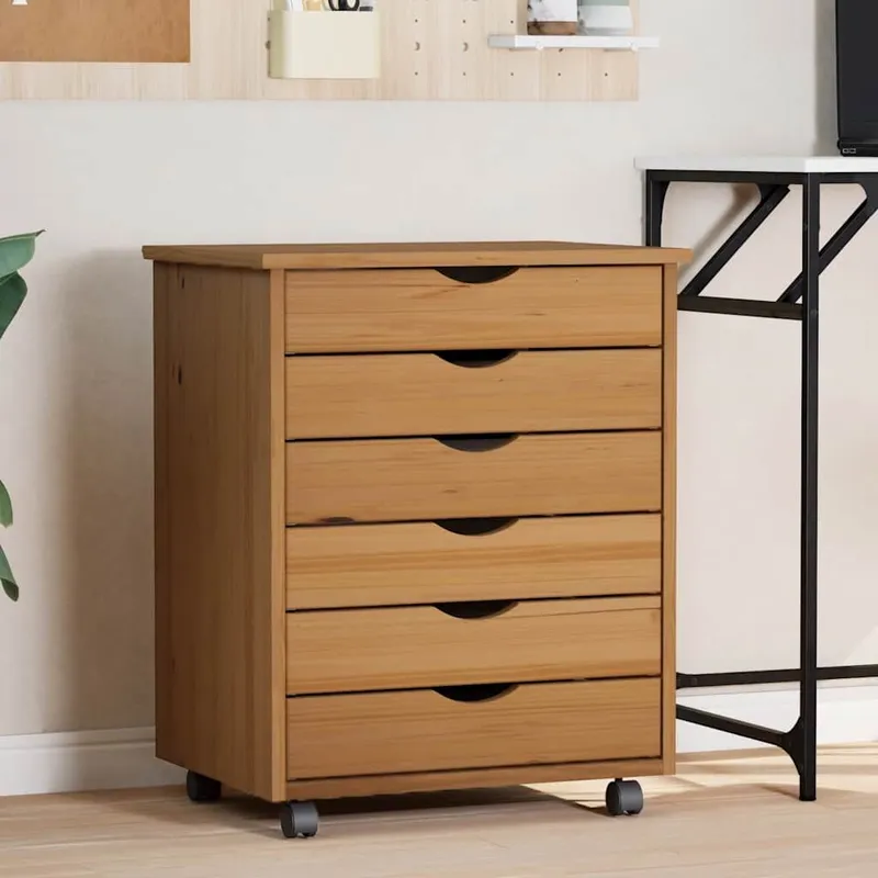 Rollschrank mit Schubladen MOSS Honigbraun legno massiccio pino