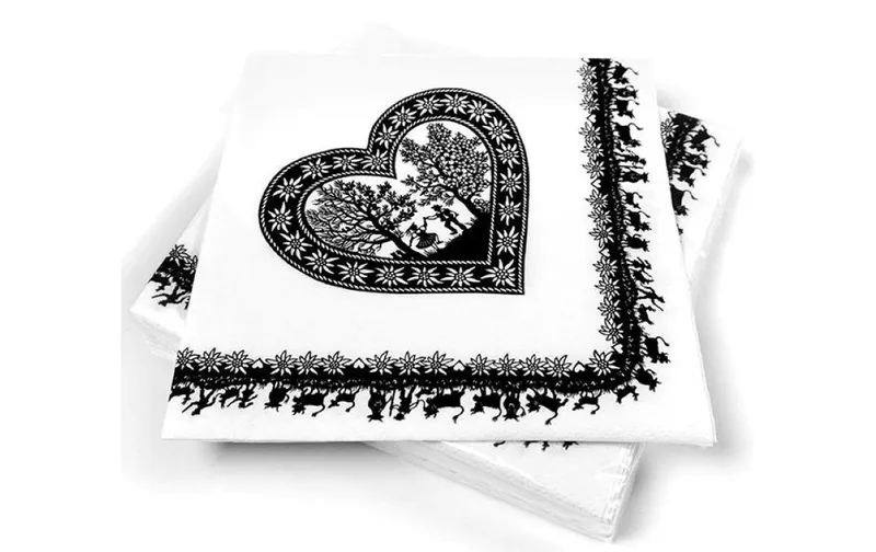 Trendform Papierservietten Swiss Heart 20 pezzi, nero/bianco