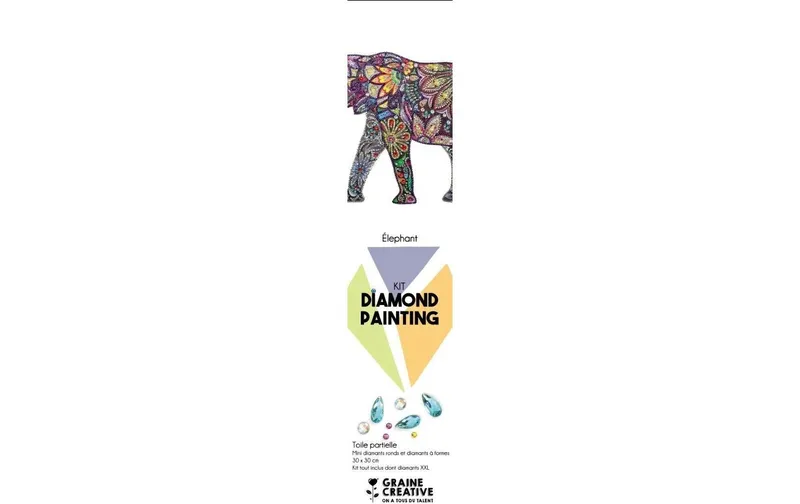 Graine Créative Bastelset Diamond Painting Elefant 30 x 30 cm