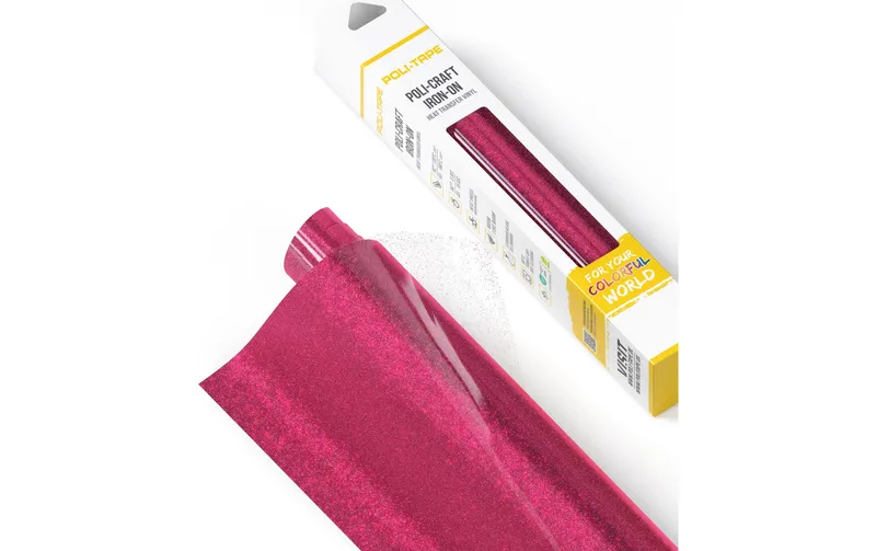 Poli-Tape Aufbügelfolie Pearl Glitter, 30.5 x 61 cm, Pink