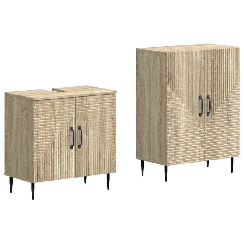 2-teiliges Badezimmer Schrank Set HAARLEM Sonoma-Eiche