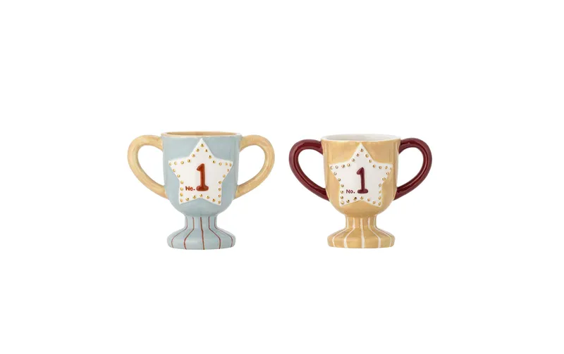 Bloomingville Kindertasse Trophy 150 ml, 2 Stück, Blau/Gelb