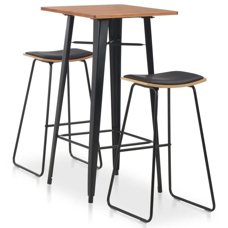 3-teiliges Bar-Set Stahl Schwarz
