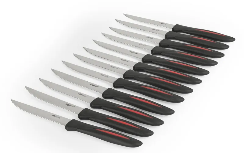 alpina Set di 12 Coltelli da Bistecca, Nero
