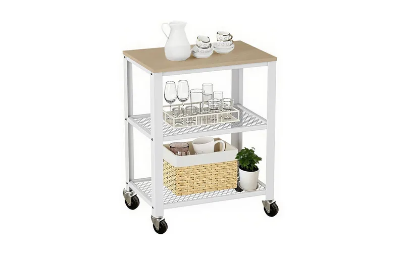 relaxdays Küchenwagen 77.5 x 60 cm naturale-bianco