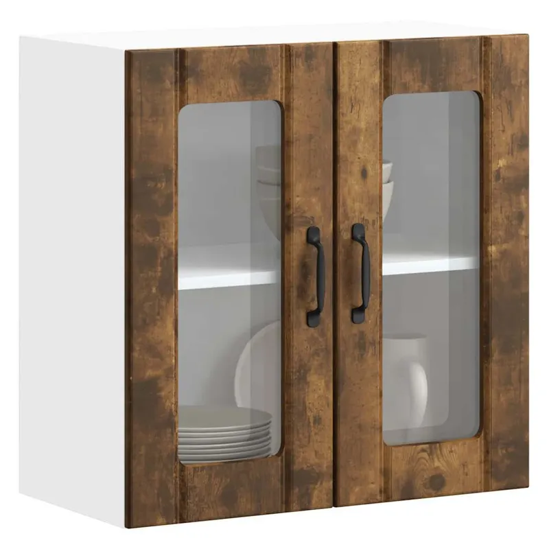 Küchen-Hängeschrank mit Glastür Lucca Räuchereiche Holzwerkstoff