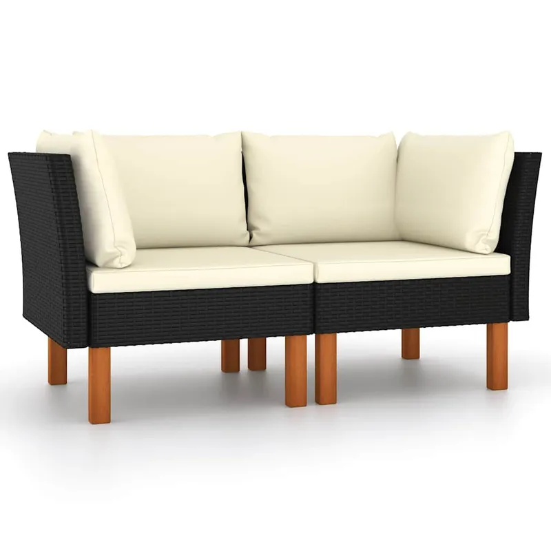 Eckdivanos 2 pz. Poly Rattan e Eukalyptus legno massiccio