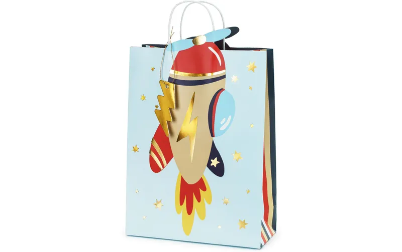 Partydeco Geschenktasche Flugzeug 10 x 24 x 35.5 cm, Mehrfarbig