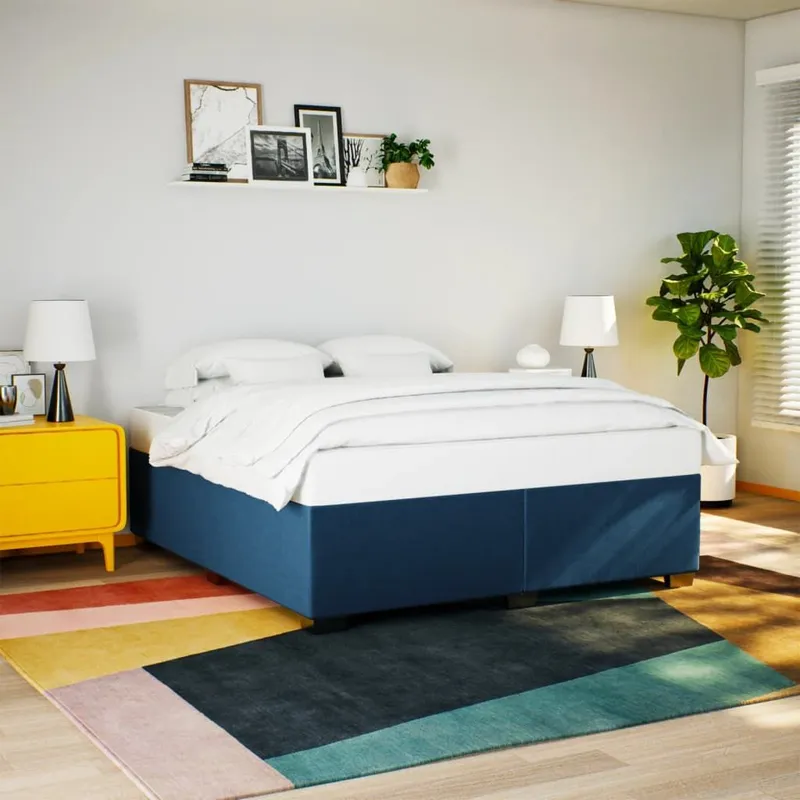 struttura letto senza materasso blu 200x200 cm tessuto