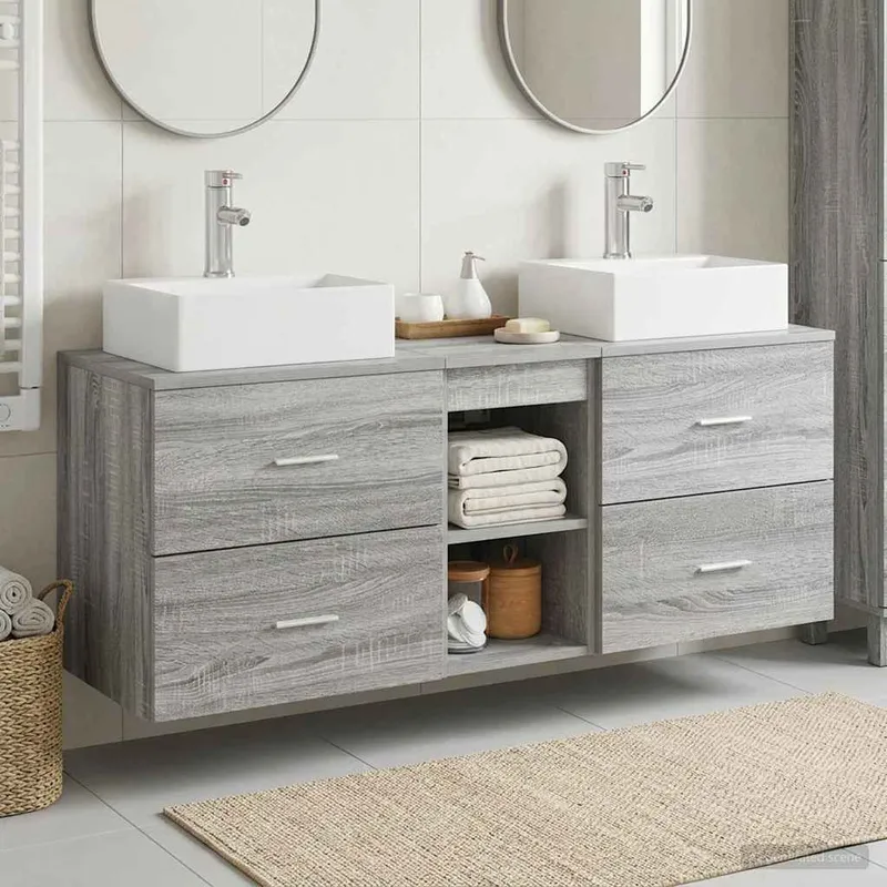 Badezimmerschrank-Set 3 stk. grigio Sonoma 49,5 x 41 x 62,5 cm
