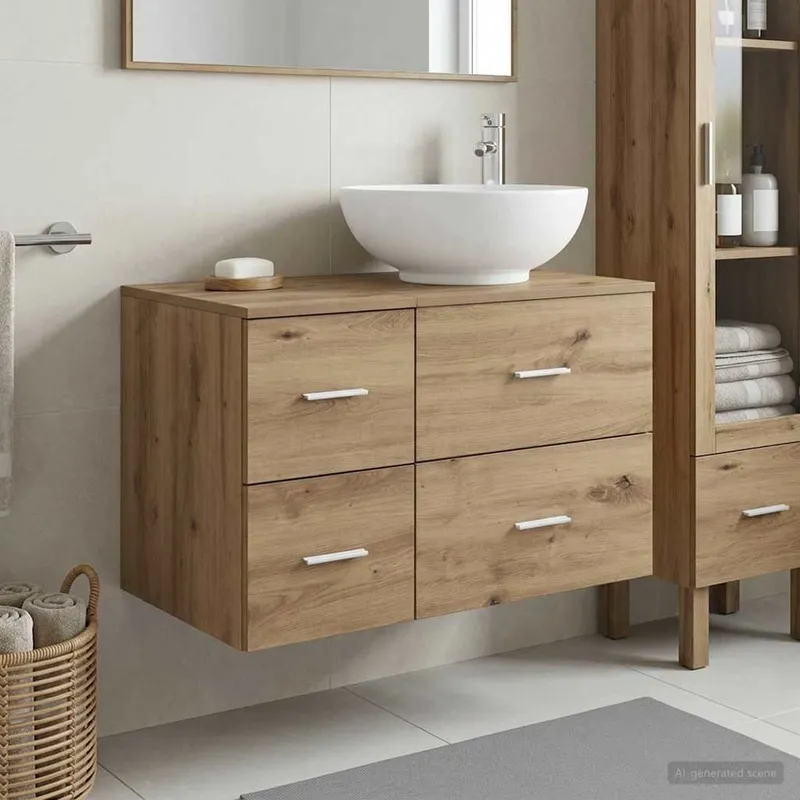 Badezimmermöbel-Set 2 Stk. Artisan-Eiche Holzwerkstoff