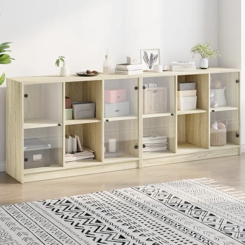 Bücherschrank mit Türen Sonoma-Eiche 204x37x75 cm derivato del legno