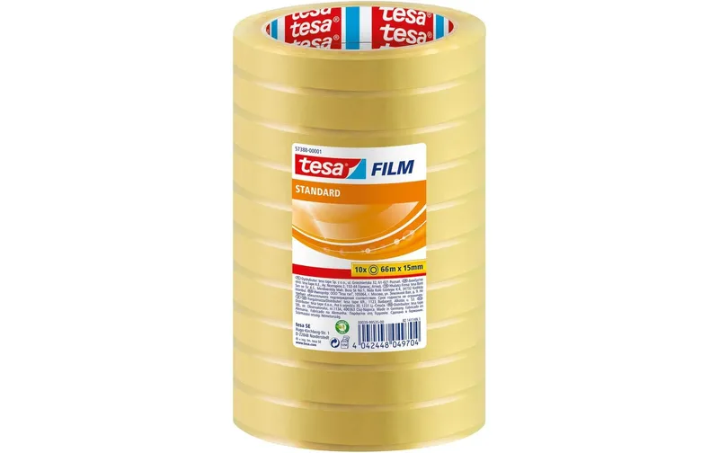 tesa Klebeband Standard 10 Rollen, 66m x 15 mm