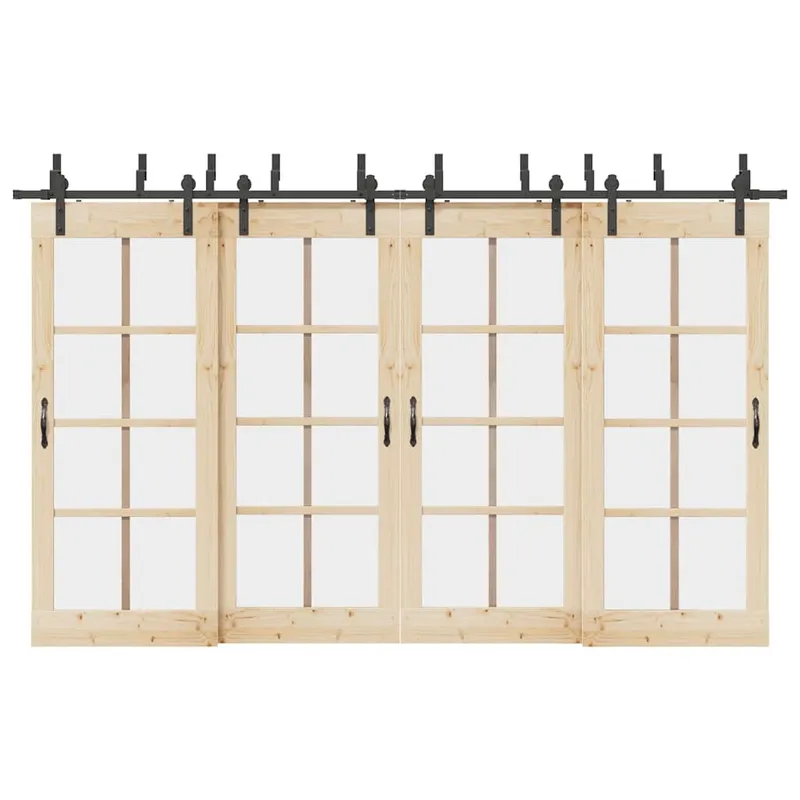 Schiebetürbeschlag-Set 366 cm Stahl Schwarz