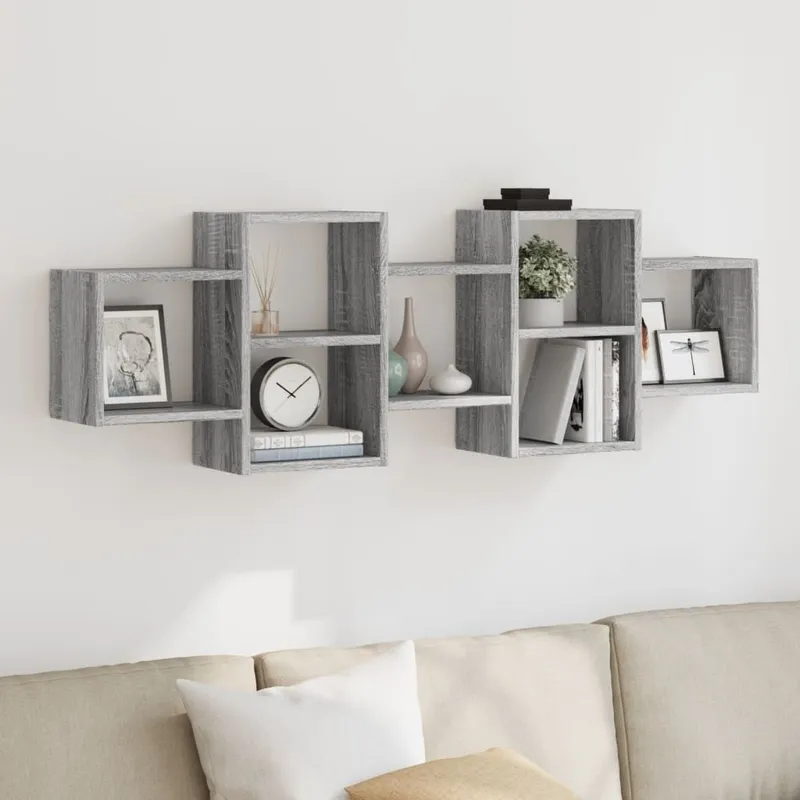 Wandregal Grau Sonoma 129x18x42 cm Holzwerkstoff