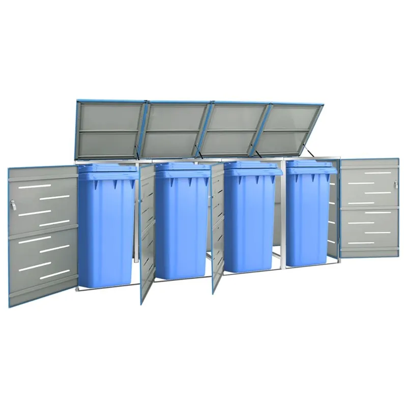 Abri pour quatre poubelles 276,5x77,5x115 cm Inox