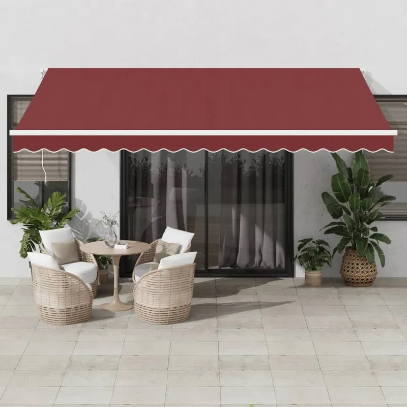 Markise Manuell mit LED Weinrot 450x350 cm